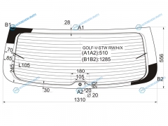 GOLF-V-STW RWHX Стекло заднее с обогревом VOLKSWAGEN GOLF V 5D WGN 07-