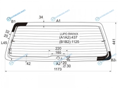 LUPO RWHX Стекло заднее с обогревом VOLKSWAGEN 3D HBK 98-00
