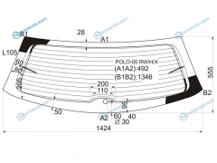 POLO-05 RWHX Стекло заднее с обогревом VOLKSWAGEN POLO IV 35D HBK 05-09