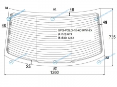 SPG-POLO-10-4D RWHX Стекло заднее с обогревом VOLKSWAGEN POLO V 4D SED 09-