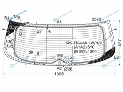 SPG-TIGUAN RWHX Стекло заднее с обогревом VOLKSWAGEN TIGUAN 07-16