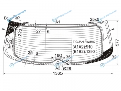 TIGUAN RWHX Стекло заднее с обогревом VOLKSWAGEN 07-16