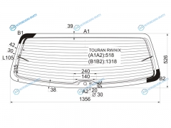 TOURAN RWHX Стекло заднее с обогревом VOLKSWAGEN 03-10