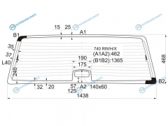 740 RWHX Стекло заднее с обогревом VOLVO 4D SED 83-92VOLVO 940 90-98