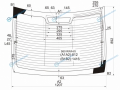 S60 RWHX Стекло заднее с обогревом VOLVO 4D SED 00-09