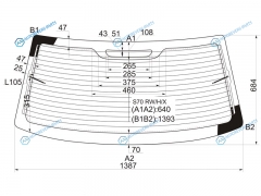 S70 RWHX Стекло заднее с обогревом VOLVO SED 97-00