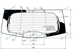 V40-12-RWHX Стекло заднее с обогревом VOLVO V40 5D HBK 12-