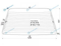 VC23 RWH Стекло заднее с обогревом в резинку NISSAN SERENA 91-99