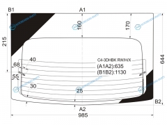 C4-3DHBK RWHX Стекло заднее с обогревом верхняя часть CITROEN C4 3D 04-11