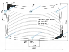 SPG-RIO-11-4D RWHX Стекло заднее с обогревом KIA RIO 4D 11-17