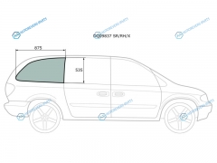 DQ09837 SRRHX Стекло кузова (собачник) правое короткая база CHRYSLER TOWN&COUNTRY VOYAGERDODGE CARAVAN 00-07