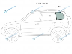 NIVA-01 SWLHX Стекло кузова (собачник) заднее левое CHEVROLET NIVA 02-