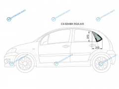 C3-5DHBK RQLHX Стекло кузова (собачник) заднее левое CITROEN C3 5D HBK 02-09
