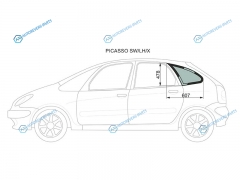 PICASSO SWLHX Стекло кузова (собачник) заднее левое CITROEN XSARA 99-10