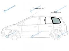 C-MAX SWLHX Стекло кузова (собачник) заднее левое FORD 03-10