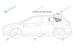 FOCUS-III-HBK SWLHX Стекло кузова (собачник) заднее левое FORD FOCUS III 5D HBK 11-