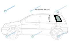 SPG-FUSION SWLHX Стекло кузова (собачник) заднее левое FORD FUSION 02-12
