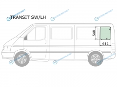 TRANSIT SWLH Стекло кузова (собачник) заднее левое FORD 86-00