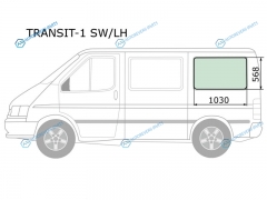 TRANSIT-1 SWLH Стекло кузова (собачник) заднее левое FORD TRANSIT 86-00
