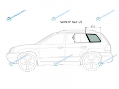 SANTA FE SWLHX Стекло кузова (собачник) заднее левое HYUNDAI 00-06TAGAZ 06-
