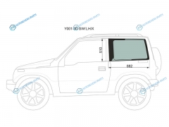 Y001-3D SWLHX Стекло кузова (собачник) заднее левое SUZUKI ESCUDOVITARA 3D 89-97