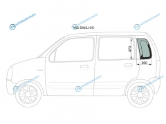 YK2 SWLHX Стекло кузова (собачник) заднее левое SUZUKI WAGON R 5D 00-10