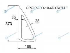 SPG-POLO-10-4D SWLH Стекло кузова (собачник) заднее левое VOLKSWAGEN POLO V 4D SED 09-