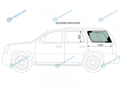 DQ10046 SWLHHX Стекло кузова (собачник) заднее левое с антеной CADILLAC ESCALADE 02-07