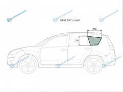 GS45 SWLHHX Стекло кузова (собачник) заднее левое с антеной MITSUBISHI OUTLANDER XL CWW 05-12PEUGEOT 4007 07-1
