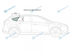 FOCUS-III-HBK SWRHX Стекло кузова (собачник) заднее правое FORD FOCUS III 5D HBK 11-
