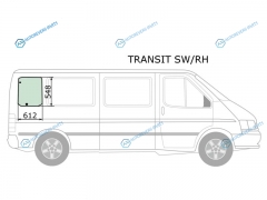 TRANSIT SWRH Стекло кузова (собачник) заднее правое FORD 86-00