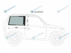 Y001-3D SWRHX Стекло кузова (собачник) заднее правое SUZUKI ESCUDOVITARA 3D 89-97