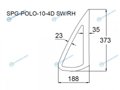 SPG-POLO-10-4D SWRH Стекло кузова (собачник) заднее правое VOLKSWAGEN POLO V 4D SED 09-