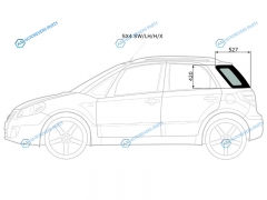SX4 SWLHHX Стекло кузова (собачник) с антенной заднее левое SUZUKI 5D 06-14