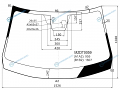 MZDT0059 Стекло лобовое + 2 камеры дд MAZDA CX-5 12-17