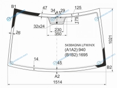 5438AGNA LFWHX Стекло лобовое + антенна MERCEDES-BENZ VITOVIANO W639 03-