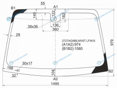 2727AGNBLMV6T LFWX Стекло лобовое + дд (ромбовидный) CITROEN C5 HBKWGN 03-08