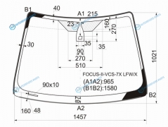 FOCUS-II-VCS-7X LFWX Стекло лобовое + дд (широкий козырек) FORD FOCUS II 345D 05-11