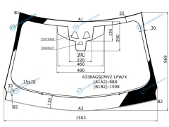 4338AGSCMVZ LFWX Стекло лобовое + дд 2 камеры JAGUAR XE 4D 16-