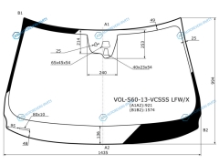 VOL-S60-13-VCSSS LFWX Стекло лобовое + дд 2 камеры VOLVO S60 4D SED 12-18