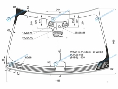 W222-18-VCSSSSH LFWHX Стекло лобовое + дд 3 камеры c обогревом щеток MERCEDES-BENZ S CLASS W222 4D SED 17-20