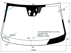 5181AGABCMVW3V-R LFWX Стекло лобовое + дд 3 камеры MAZDA AXELA 45D 13-18