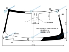 TAHOE-15-VCSS-HUD LFWX Стекло лобовое + дд камера проекция CADILLAC ESCALADETAHOEGMC YUKON 15-20