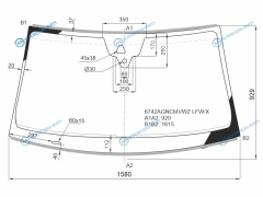 6742AGNCMVWZ LFWX Стекло лобовое + дд камера PORSCHE CAYENNE 18-