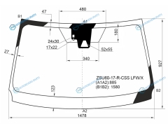 ZSU60-17-R-CSS LFWX Стекло лобовое + дд камера TOYOTA HARRIER 17-20