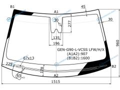 GEN-G90-L-VCSS LFWHX Стекло лобовое + дд камера с обогревом щеток GENESIS G90 4D 17-