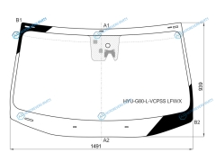 HYU-G80-L-VCPSS LFWX Стекло лобовое + дд +дз камера GENESIS G80 4D 17-