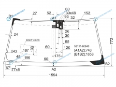 56111-60640 Стекло лобовое + дд +камера (NIGHT VISION) LEXUS LX470 98-07