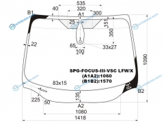 SPG-FOCUS-III-VSC LFWX Стекло лобовое + дд FORD FOCUS III 45D 11-19