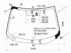 MAZ-3-11-L-VCPS LFWX Стекло лобовое + дд MAZDA 3 45D SEDHBK 11-13